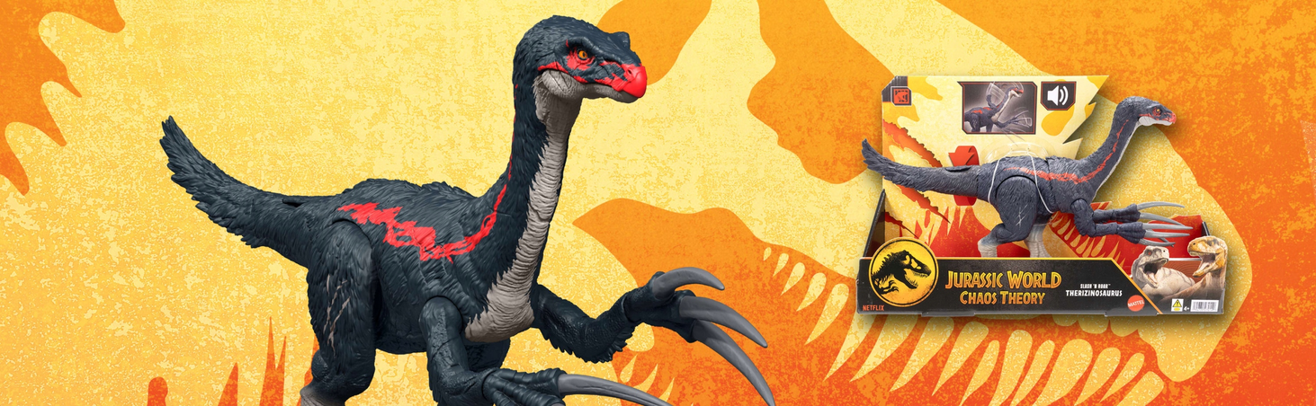 Mattel Jurassic World Terizinozaur Figurka atak/dźwięki JCG17