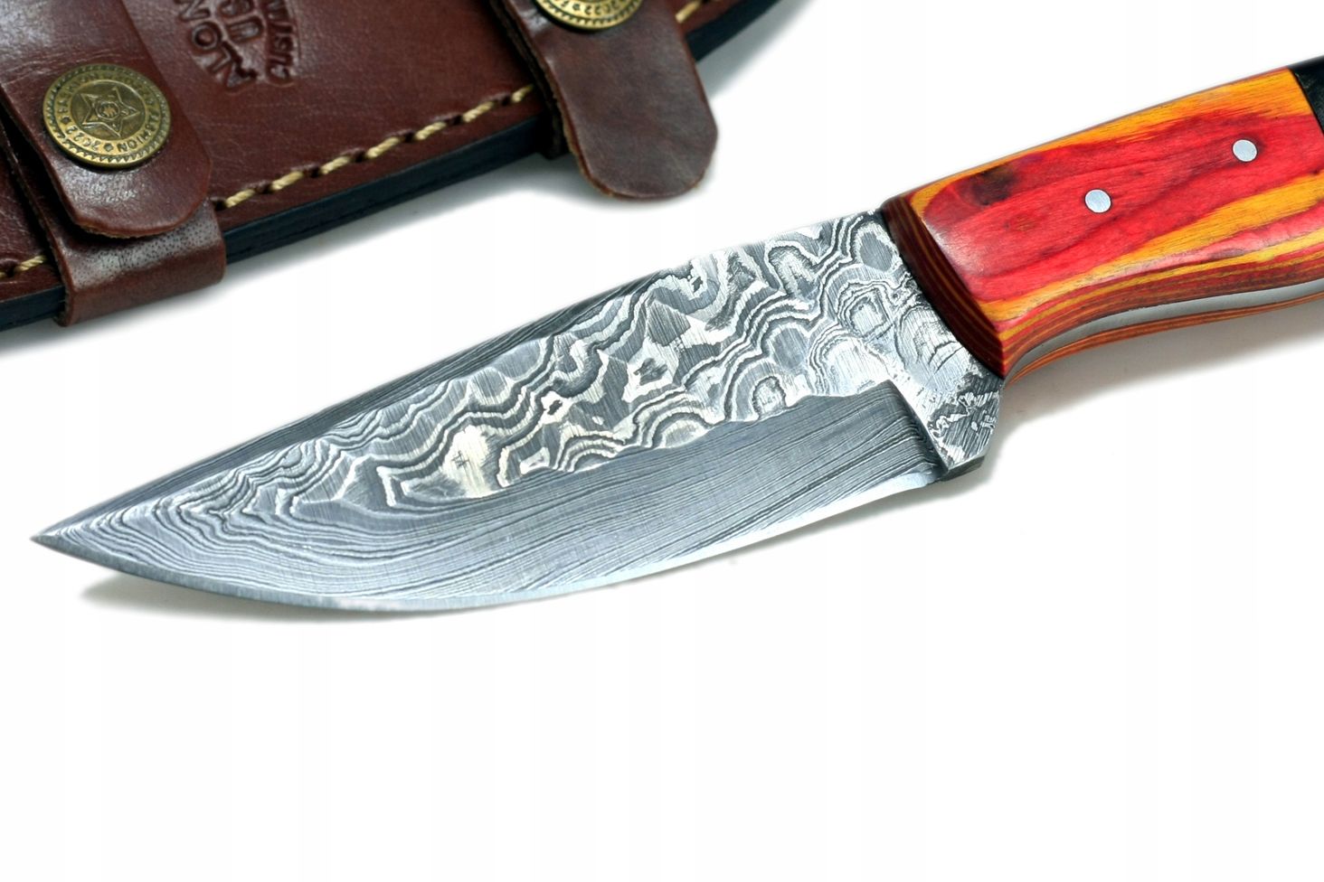 Nóż Myśliwski Bushcraft Alonzo 518 Stal Damasceńska Damast