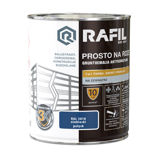 Rafil Prosto na Rdzę Połysk RAL5010 niebieski
