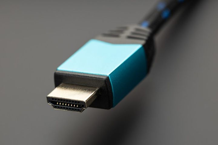 HDMI plug on black background