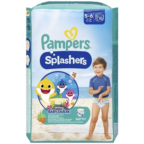Pampers Splashers Baby Shark rozmiar 5, 14+ kg 10 szt.