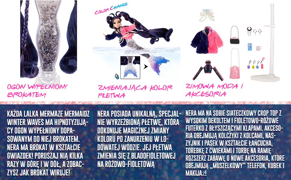 Lalka MGA Mermaze Mermaidz Lalka syrenka Nera Winter Waves