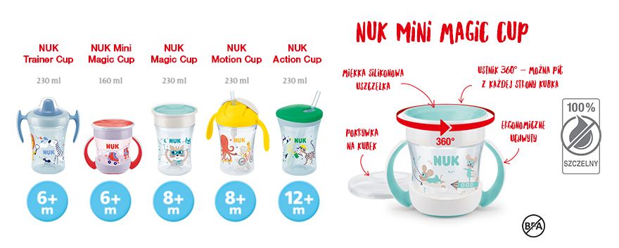 NUK Kubek niekapek Mini Magic Cup z ustnikiem 360° 160ml - Ceny i opinie 