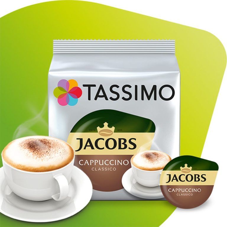 Tassimo Jacobs Cappuccino, Rainforest Alliance Certified, Pack of 5, 5 x 16  T-Discs (8 Servings)