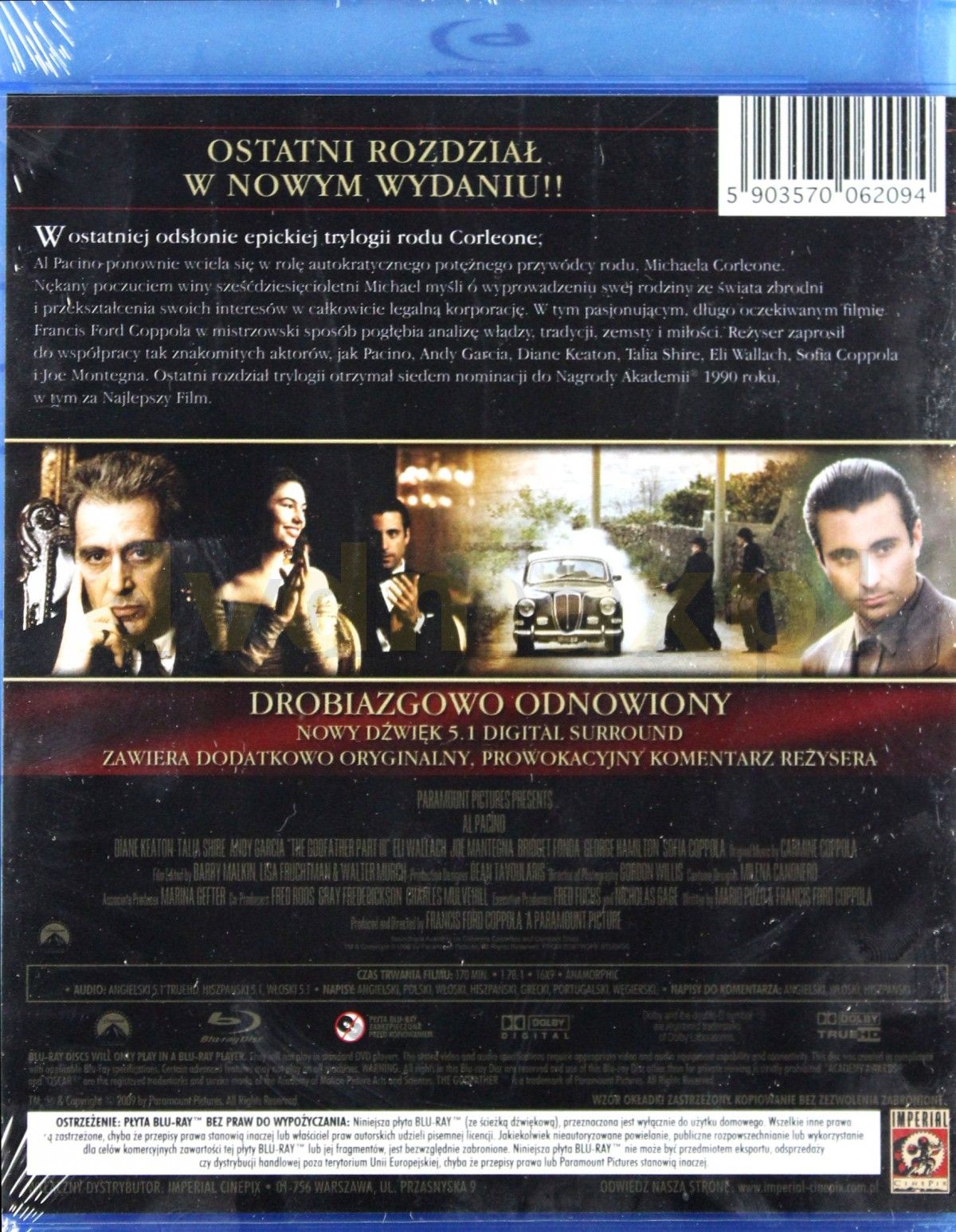 Film Blu-ray Ojciec Chrzestny III. Odnowiona edycja (Godfather III:  Restored Version) (DVD) - Ceny i opinie - Ceneo.pl