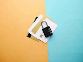 padlock on credit card, Internet data privacy information security concept