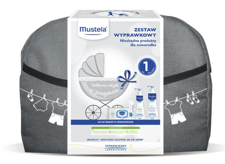 Mustela Zestaw wyprawkowy Torba na wózek Bebe Żel Do Mycia 500Ml