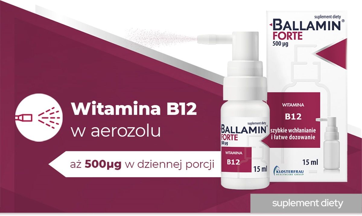 Ballamin Forte, witamina B12 500 µg, aerozol/spray doustny, 15 ml ...