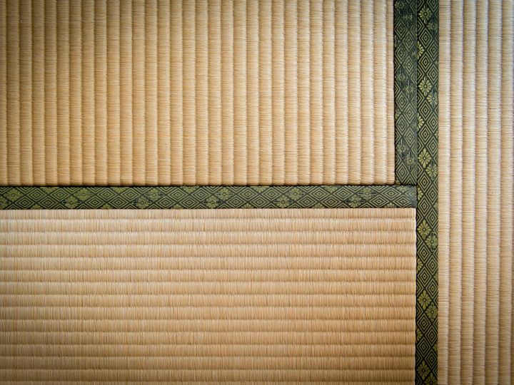 Japanese traditional Tatami floor looking straight down background