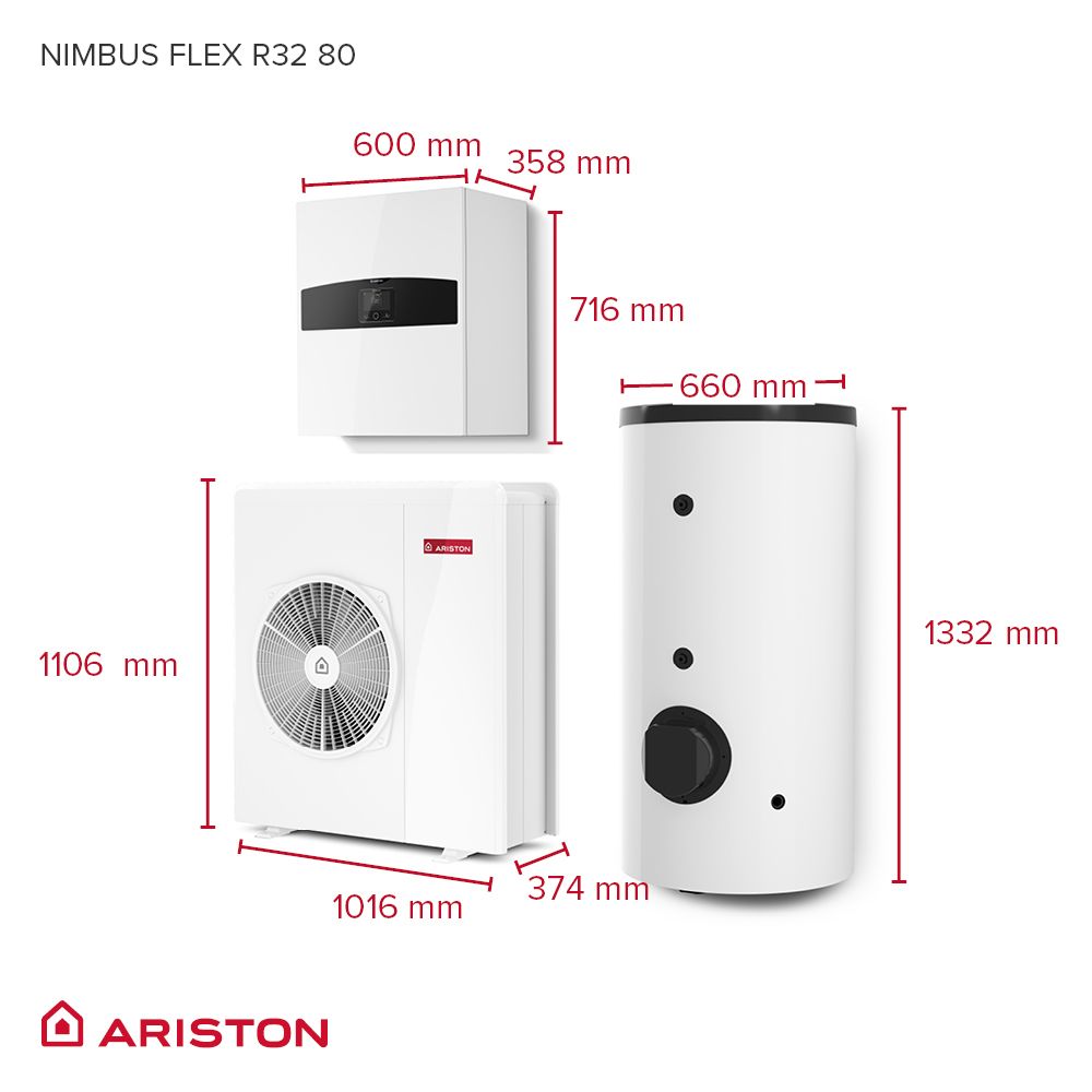 Ariston Nimbus Flex 80 S-T NET R32 rysunek techniczny