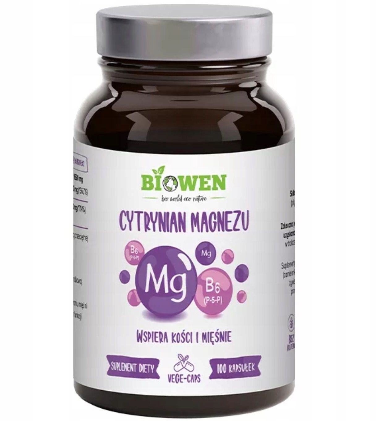 Biowen Cytrynian Magnezu + Witamina B6 100kaps. -1