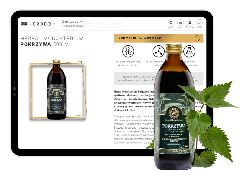 Sok De Framboise Herbal Monasterium 500 Ml - Goût Exquis, Neuf, Bouteille Non Ouverte
