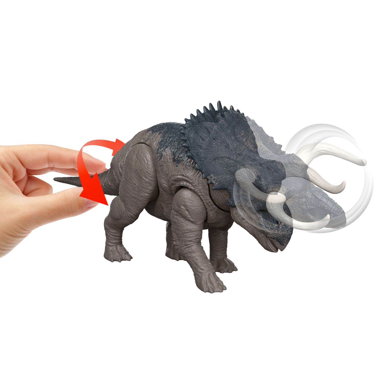 ozwrt Dioscorea Nasutoceratopsフィギュア Mattel Jurassic World: Odrodzenie Nasutoceratops Ryczący dinozaur
