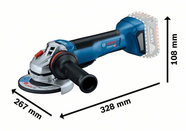 Bosch GWS 18V-10 P Professional wymiary