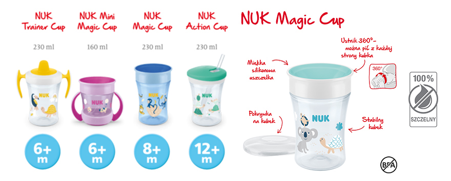 NUK Evolution Magic Cup 230 ml 8M+ turkusowy - Ceny i opinie 