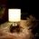 Lampa stołowa z kloszem abażurem lampka nocna biała ze szklaną podstawą 25x12 cm - zdjęcie 3