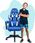 Fotel dla gracza Hell's Chair HC-1007Kids Niebieski - zdjęcie 6