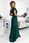 Satynowa suknia z dekoltem zielona Crystal XS - zdjęcie 4