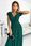 Satynowa suknia z dekoltem zielona Crystal XS - zdjęcie 2