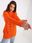 Sweter luźny, ażurowy pomarańczowy z wełną one size - zdjęcie 3