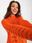 Sweter luźny, ażurowy pomarańczowy z wełną one size - zdjęcie 1