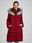 Bordowy damski puchowy płaszcz zimowy z kapturem i sztucznym futrem Orsay - zdjęcie 1