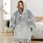 Bluza Koc Oversize Kocbluza 2W1 Gruba XXL Szara Futrzak Kocobluza - zdjęcie 6