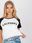 Biało-czarny t-shirt z nadrukiem i okrągłym dekoltem - zdjęcie 6