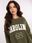 Khaki damska bluza oversize z okrągłym dekoltem - zdjęcie 3