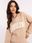 Beżowa ocieplana bluza oversize bez kaptura - zdjęcie 4