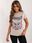 Beżowy t-shirt damski z printem SUBLEVEL - zdjęcie 4