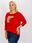 Czerwona bawełniana bluzka plus size z okrągłym dekoltem - zdjęcie 5