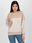 Beżowo-biała bluza basic w paski z kapturem RUE PARIS - zdjęcie 2