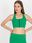 Zielony prążkowany crop top basic z bawełny RUE PARIS - zdjęcie 2