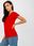 Czerwony damski t-shirt basic z bawełny - zdjęcie 3