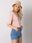Brudnoróżowy t-shirt z printem Jasmine RUE PARIS - zdjęcie 4