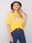 Żółty t-shirt z printem Jasmine RUE PARIS - zdjęcie 4
