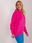 Fluo różowy damski sweter oversize z kołnierzem - zdjęcie 5