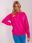 Fluo różowy damski sweter oversize z kołnierzem - zdjęcie 4