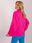 Fluo różowy damski sweter oversize z kołnierzem - zdjęcie 2
