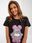 Czarno-różowy bawełniany damski t-shirt z aplikacją 3D - zdjęcie 3