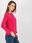 Fuksjowa damska bluzka basic longsleeve z bawełny - zdjęcie 4