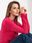 Fuksjowa damska bluzka basic longsleeve z bawełny - zdjęcie 3