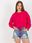 Fuksjowa krótka bawełniana bluza oversize bez kaptura RUE PARIS - zdjęcie 3