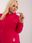 Fuksjowa gładka bluza plus size z kapturem - zdjęcie 2