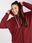 Bordowa rozpinana bluza plus size z napisami z tyłu - zdjęcie 4