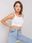 Biały crop top ze ściągaczami Loretta RUE PARIS - zdjęcie 3