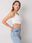 Biały crop top ze ściągaczami Loretta RUE PARIS - zdjęcie 3