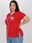 Czerwony damski t-shirt plus size z flamingami - zdjęcie 4