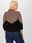 Brązowo-czarna damska bluzka plus size basic z bawełny - zdjęcie 3
